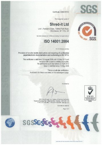 Shred-It ISO 14001:2004 Certificate, PDF file