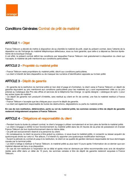 Conditions GÃ©nÃ©rales Conditions GÃ©nÃ©rales ... - Orange mobile