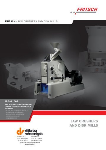 Fritsch Jaw Crushers and Disk Mills (PDF) - Laboratory Synergy, LLC