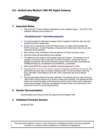 AudioCodes Mediant 1000 SIP Digital Gateway 1 - Testlab ...