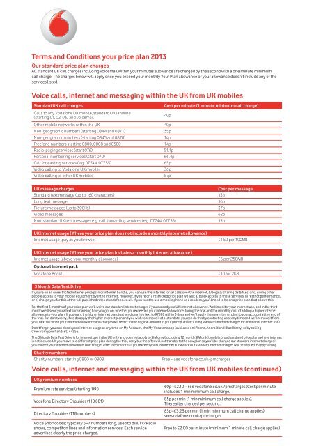 price plan guide - Vodafone