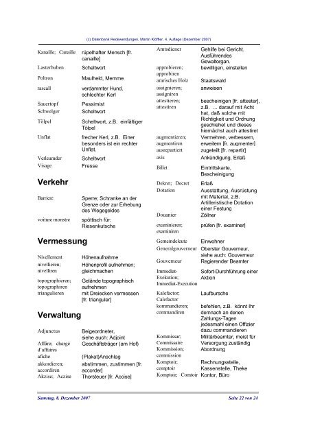 Redewendungen für die  gebildeten Stände - Ingenieurgeograph