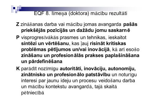 ES kvalifikÄciju ietvarstruktÅ«ra mÅ«Å¾izglÄ«tÄ«bai