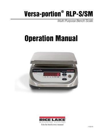 Versa-portion Manual - Rice Lake Weighing Systems