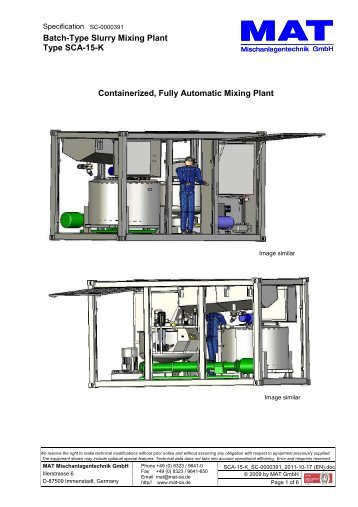 MAT SCA-15 mixing plant spec sheet - AGD Equipment