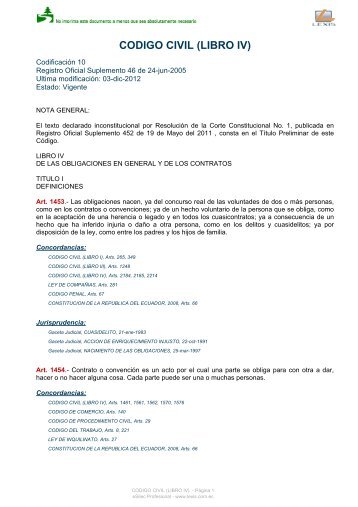 CODIGO CIVIL IV libro - Consulado General del Ecuador en Londres CODIGO CIVIL IV libro - Consulado General del Ecuador en Londres