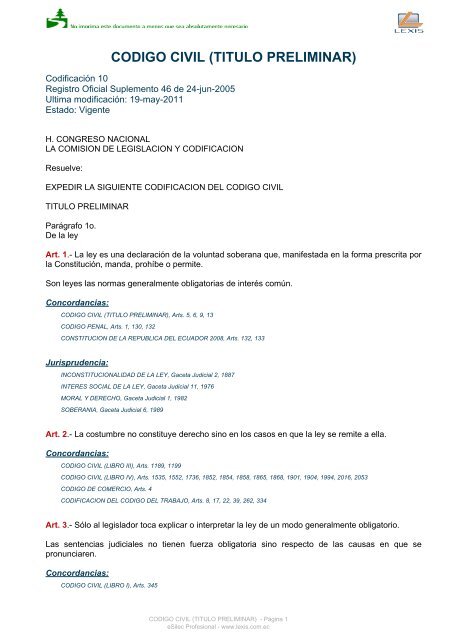 CODIGO CIVIL (TITULO PRELIMINAR)