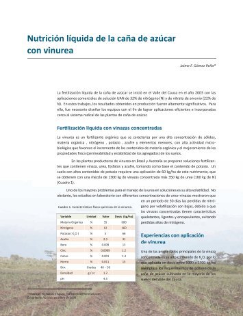 Nutrición líquida de la caña de azúcar con vinurea