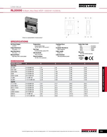 SPECIFICATIONS DIMENSIONS - Rice Lake Weighing Systems