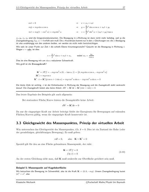 Theoretische Physik I Mechanik nach Prof. Brand - Fachschaft ...