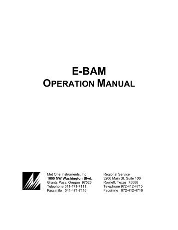 OPERATION MANUAL - Met One Instruments