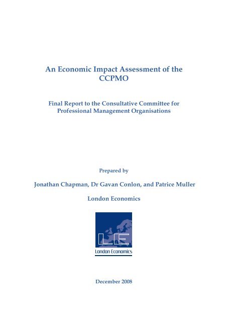 Economic impact assessment of the CCPMO: Final report - CIPD