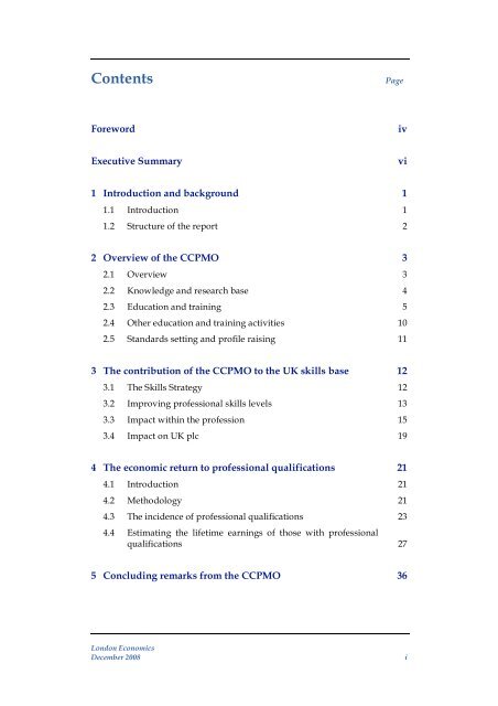 Economic impact assessment of the CCPMO: Final report - CIPD