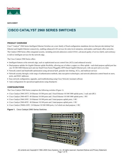 CISCO CATALYST 2960 SERIES SWITCHES