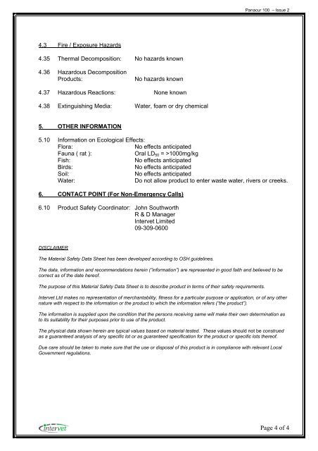 MATERIAL SAFETY DATA SHEET - Myfarmstore.co.nz