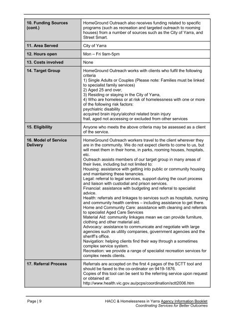 Agency Information Booklet - HomeGround Services