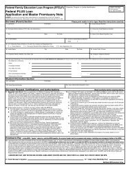 Federal PLUS Loan Application and Master Promissory Note