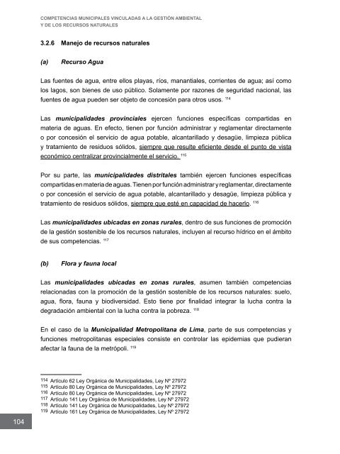 Competencias municipales vinculadas a la gestión ambiental y de ...