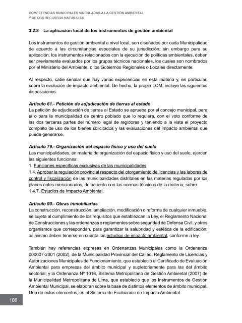 Competencias municipales vinculadas a la gestión ambiental y de ...