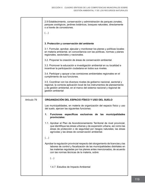 Competencias municipales vinculadas a la gestión ambiental y de ...