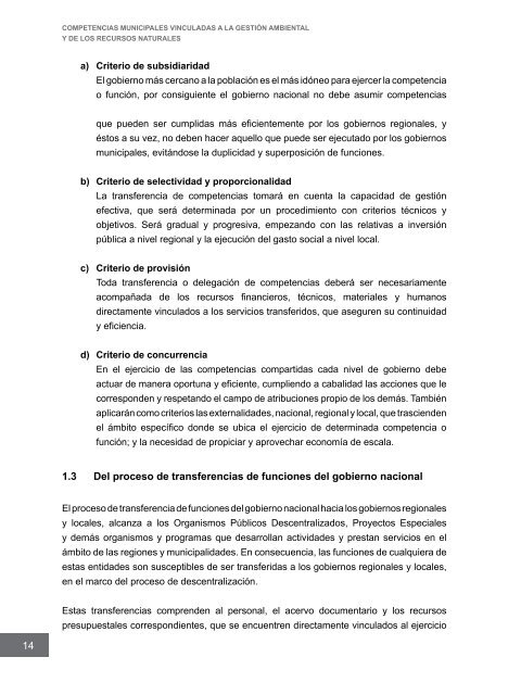 Competencias municipales vinculadas a la gestión ambiental y de ...
