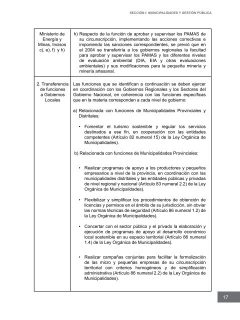 Competencias municipales vinculadas a la gestión ambiental y de ...