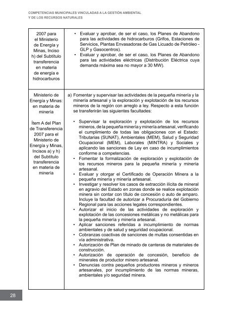Competencias municipales vinculadas a la gestión ambiental y de ...