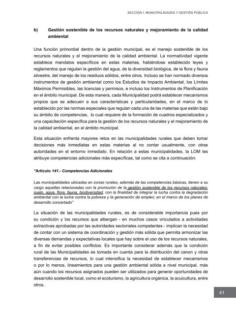 Competencias municipales vinculadas a la gestión ambiental y de ...