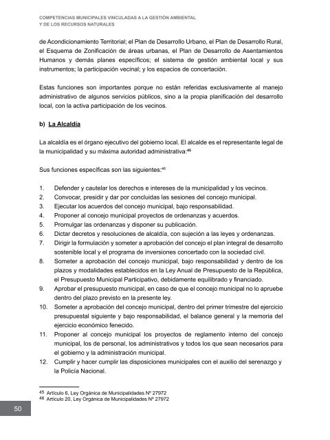 Competencias municipales vinculadas a la gestión ambiental y de ...