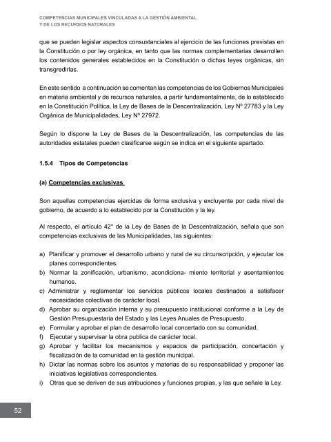 Competencias municipales vinculadas a la gestión ambiental y de ...