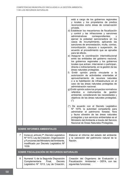 Competencias municipales vinculadas a la gestión ambiental y de ...