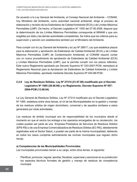 Competencias municipales vinculadas a la gestión ambiental y de ...