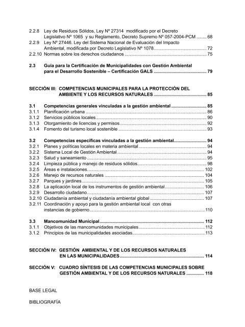 Competencias municipales vinculadas a la gestión ambiental y de ...