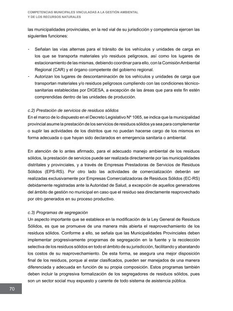 Competencias municipales vinculadas a la gestión ambiental y de ...