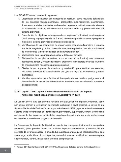 Competencias municipales vinculadas a la gestión ambiental y de ...