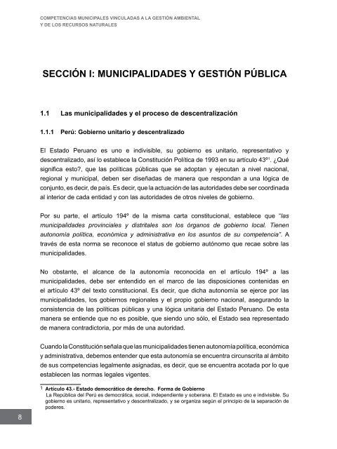 Competencias municipales vinculadas a la gestión ambiental y de ...