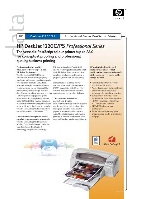 HP DeskJet 1220C/PS Professional Series The ... - Alsys Data