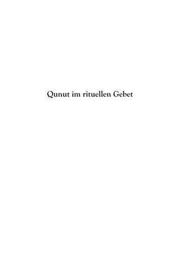 Qunut im rituellen Gebet