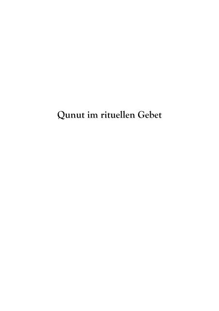 Qunut Im Rituellen Gebet