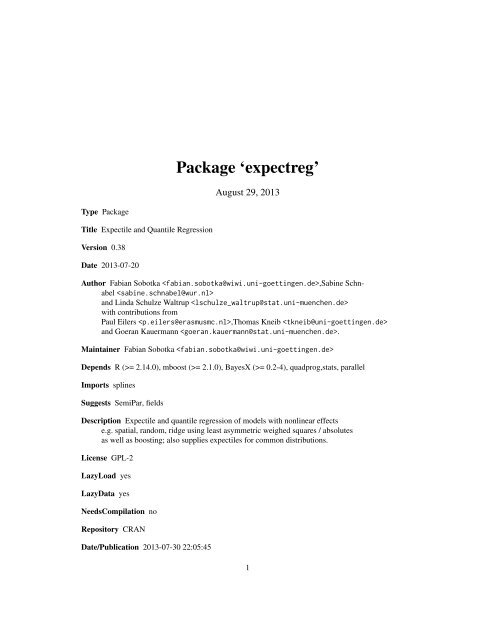 Expect Package Package 'expectreg'
