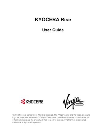 KYOCERA Rise User Guide - Virgin Mobile