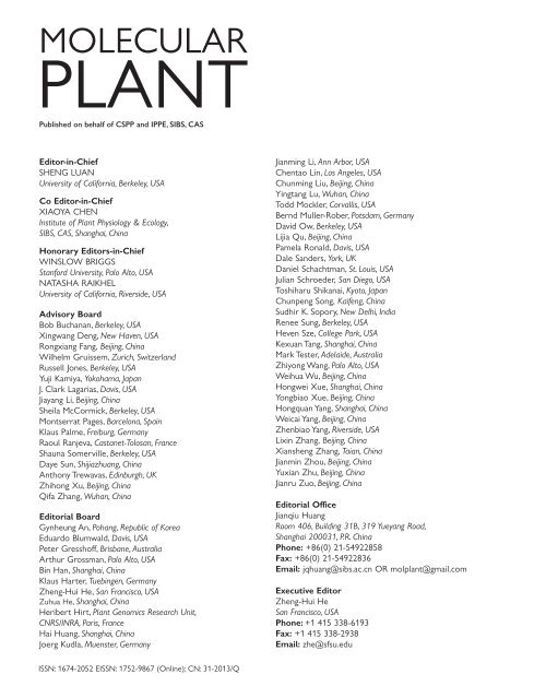 Front Matter (PDF) - Molecular Plant - Oxford Journals