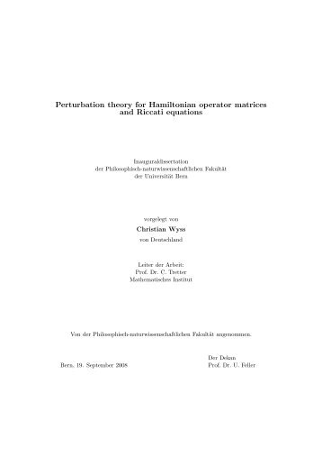 Perturbation theory for Hamiltonian operator matrices and Riccati ...