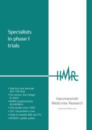Specialists in phase 1 trials - Hammersmith Medicines Research