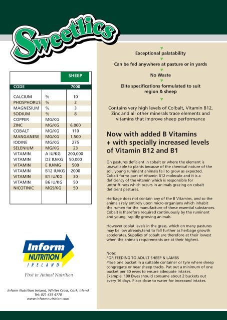 english a4 leaflet sweetlics sheep:Layout 1 - Inform Nutrition