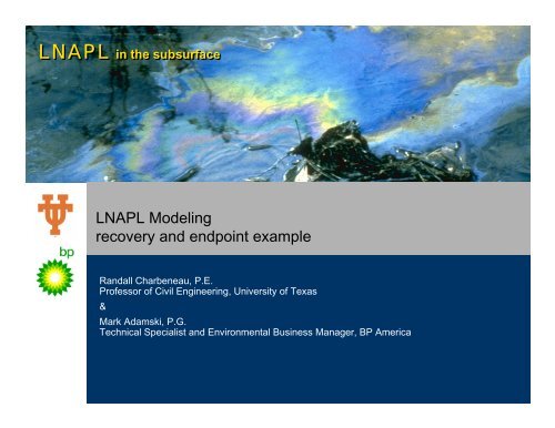 LNAPL Modeling recovery and endpoint example