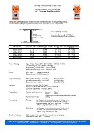 Toroidal Transformer Data Sheet - Nuvotem Talema