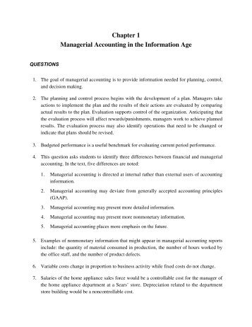 Chapter 1 Managerial Accounting in the Information Age