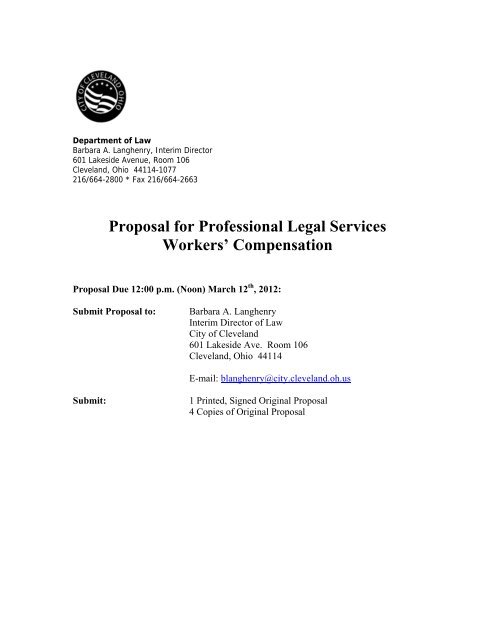 Proposal for Professional Legal Services ... - City of Cleveland