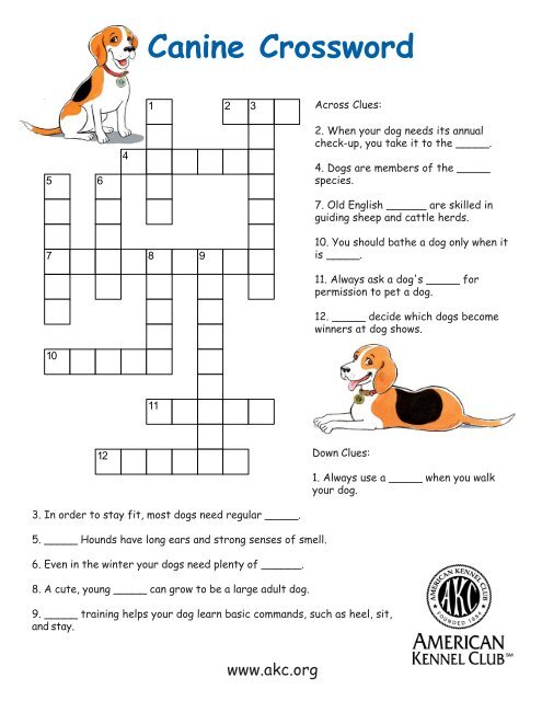Canine Crossword Canine Crossword